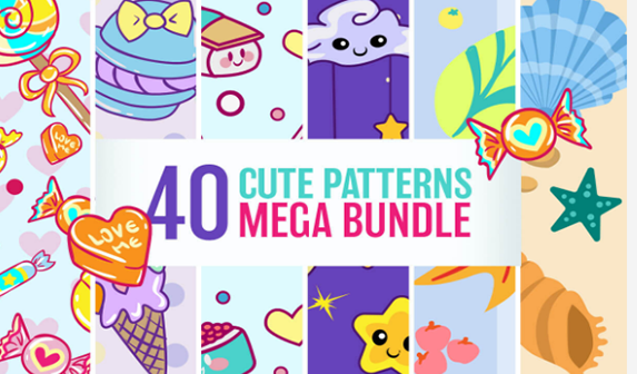 Mega Bundle - милые паттерны для Фотошоп