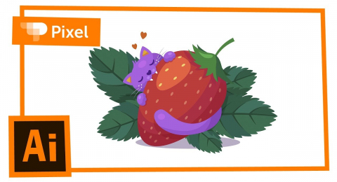 Как нарисовать котика с ягодой