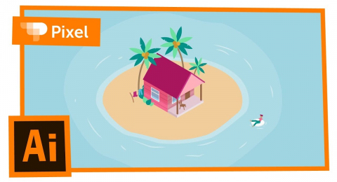 Как изобразить домик на острове