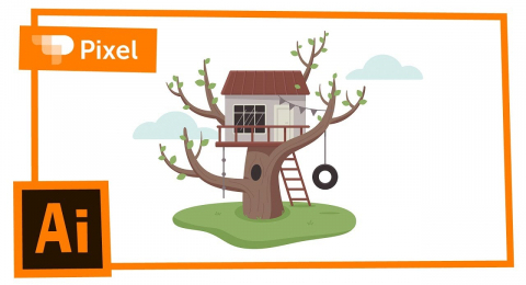 Как нарисовать домик на дереве